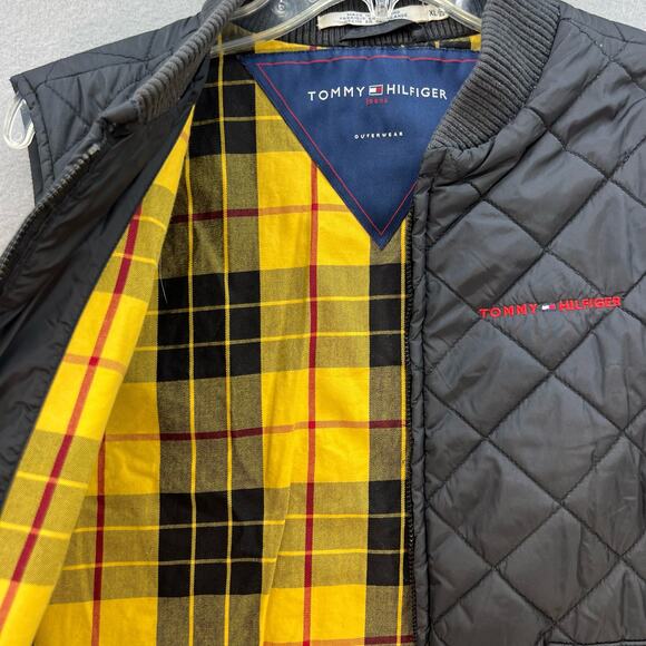 VTG Tommy Hilfiger Quilted Vest Women"s Size XL Black With Yellow Plaid Lining - Picture 5 of 13